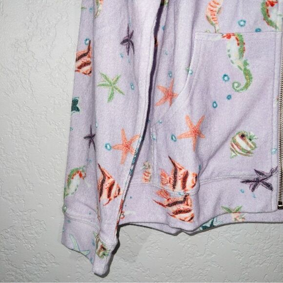 NWT Hill House Purple Sea‎ Creatures The Allie Terry Zip-Up Size Medium - Picture 4 of 9